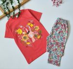 تیشرت شلوار دخترانه طرح گلستان(۶ تا ۱۱ سال)