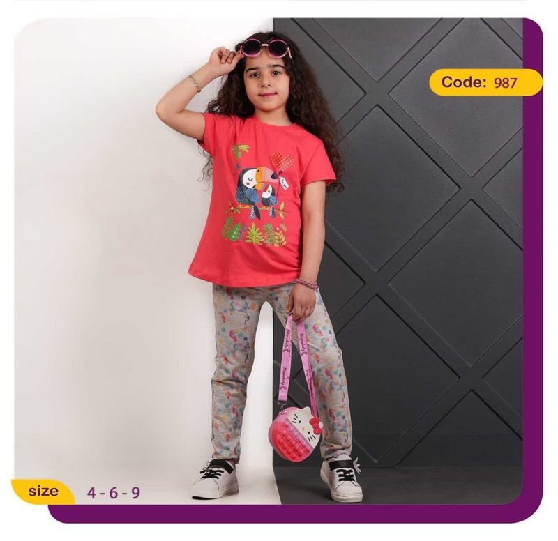 تیشرت شلوار دخترانه طرح توکان(۳ تا ۹ سال) - Image 5