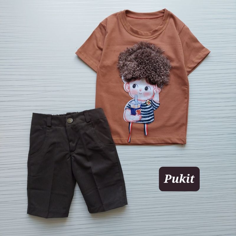 تیشرت شلوارک کتان طرح موفرفری(۲ تا ۹ سال) - Image 3