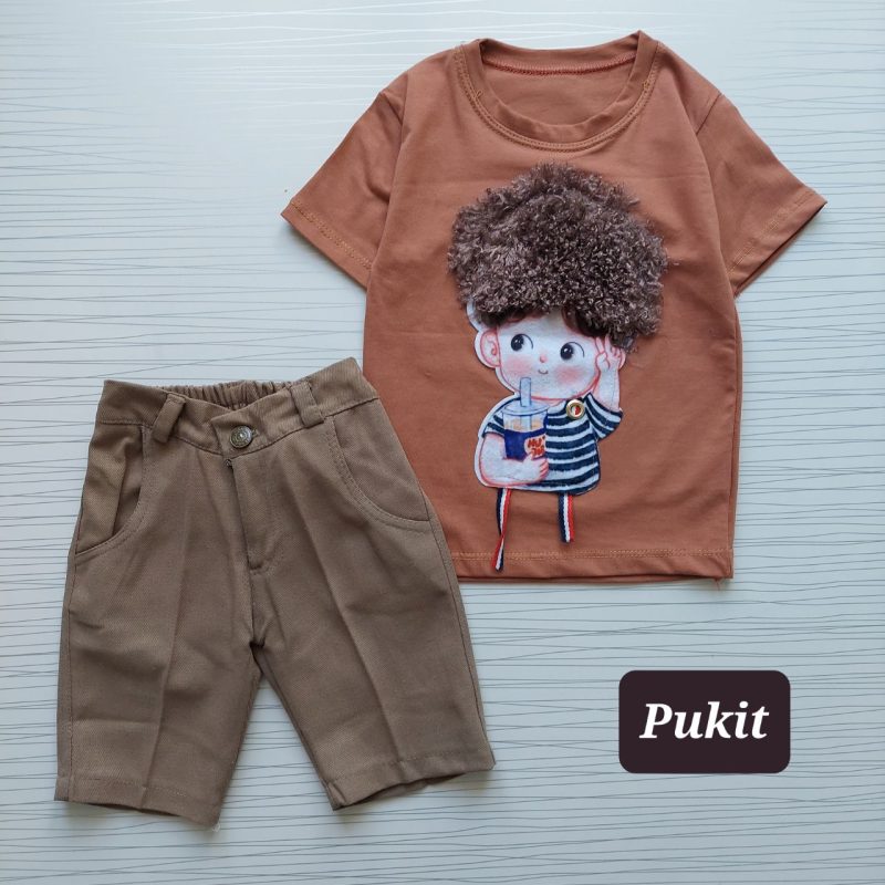 تیشرت شلوارک کتان طرح موفرفری(۲ تا ۹ سال) - Image 2