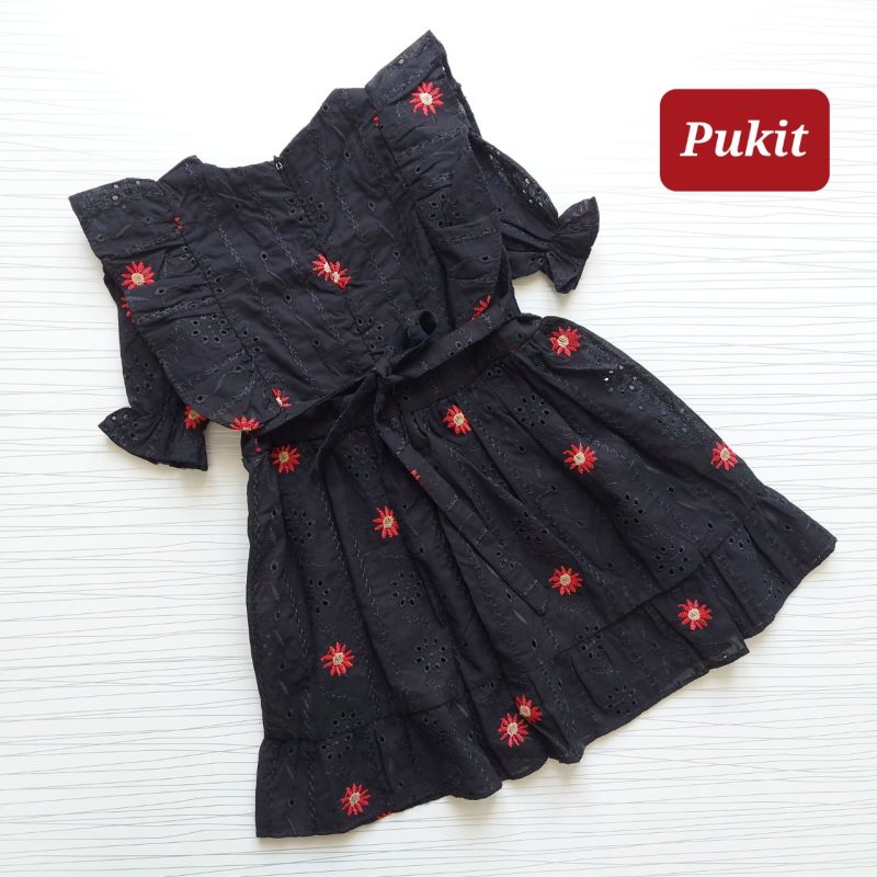 پیراهن مشکی دخترانه طرح خامه دوزی(۲ تا ۷ سال) - Image 2