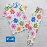 تیشرت شلوار راحتی طرح گل‌های رنگی(۲ تا ۱۴ سال)