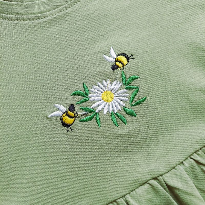 سارافون سبز طرح زنبوری(۳ تا ۱۲ سال) - Image 3