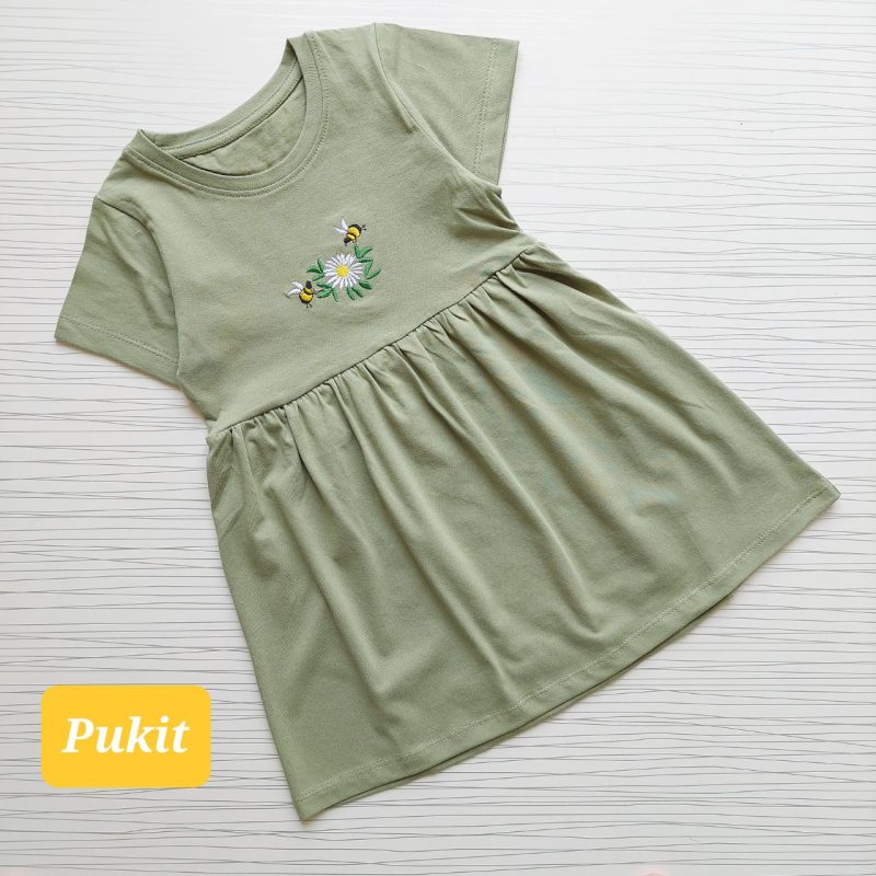 سارافون سبز طرح زنبوری(۳ تا ۱۲ سال) - Image 2