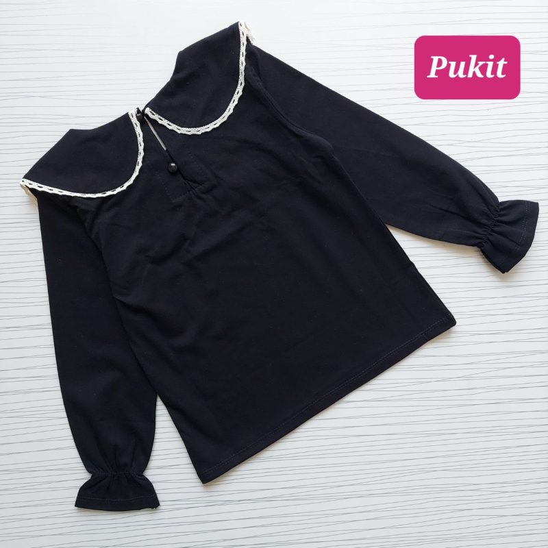 بلوز مشکی دخترانه یقه ب ب گلدوزی(۲ تا ۸ سال) - تصویر 3