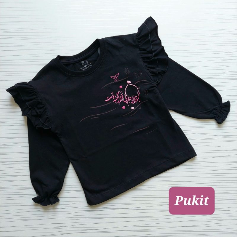 بلوز مشکی دخترانه آستین بلند طرح گنبد(۲ تا ۱۱ سال) - Image 4