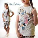 تیشرت شلوارک دخترانه گل آبی نگین‌دار(۶ تا ۱۴ سال) - Image 6