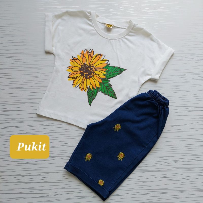 تیشرت شلوارک دخترانه طرح آفتاب گردون(۲ تا ۷ سال) - Image 3