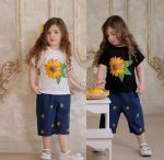 تیشرت شلوارک دخترانه طرح آفتاب گردون(۲ تا ۷ سال) - Image 2