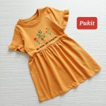 پیراهن آستین چین‌دار طرح سه گل(۳ تا ۱۱ سال)
