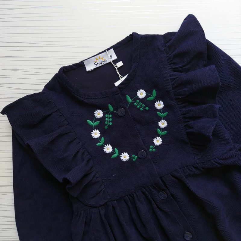 پیراهن دخترانه مخمل کبریتی گلدوزی(1 تا 7 سال) - Image 6