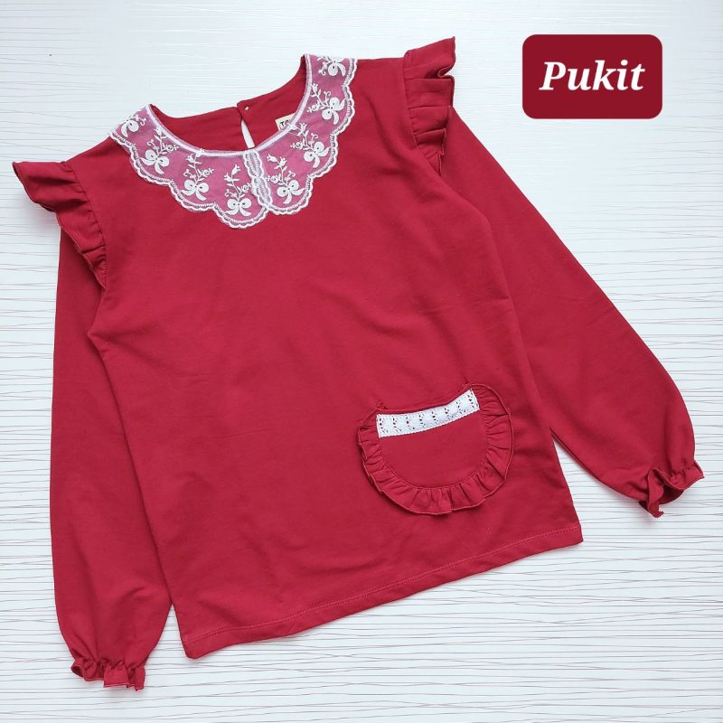 بلوز تک دخترانه یقه گیپور طرح ساناز(4 تا 11 سال) - تصویر 3