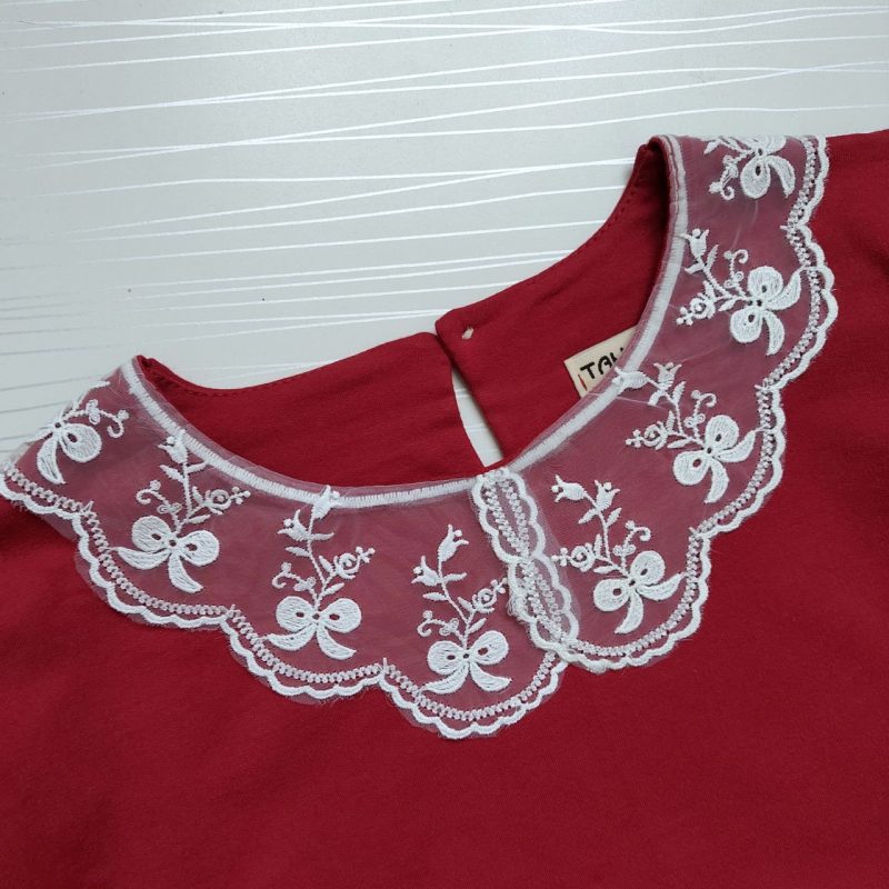 بلوز تک دخترانه یقه گیپور طرح ساناز(4 تا 11 سال) - تصویر 6