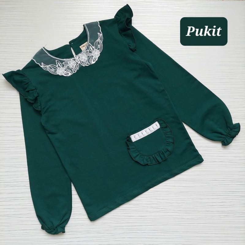 بلوز تک دخترانه یقه گیپور طرح ساناز(4 تا 11 سال) - تصویر 2