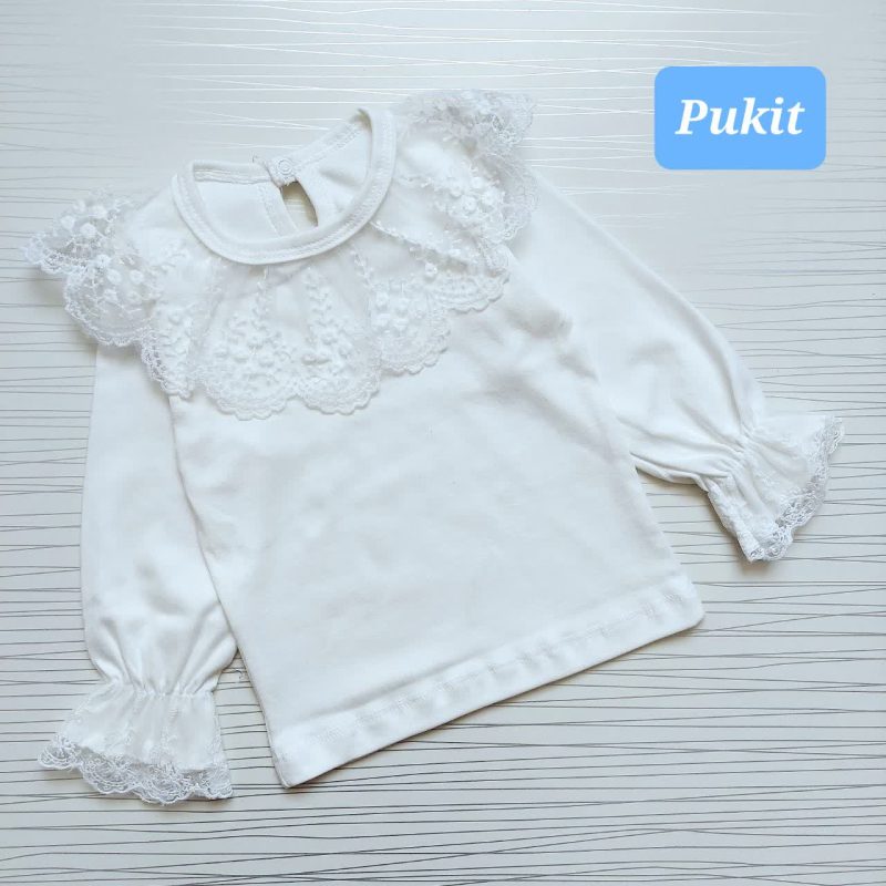 شومیز تک دخترانه یقه گیپور طرح نهال(1تا8سال) - Image 2