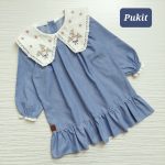 پیراهن دخترانه یقه گلدوزی طرح نازنین(2تا11سال) - Image 9