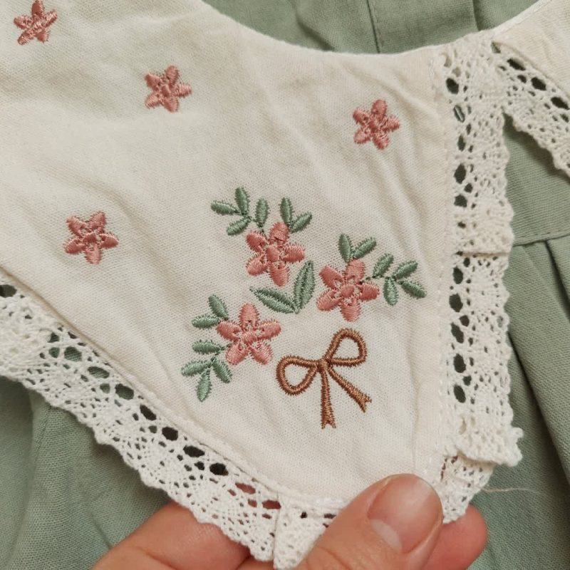 پیراهن دخترانه یقه گلدوزی طرح نازنین(2تا11سال) - Image 6