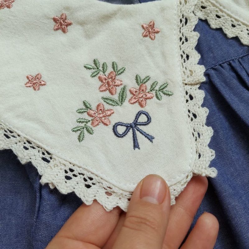 پیراهن دخترانه یقه گلدوزی طرح نازنین(2تا11سال) - Image 2