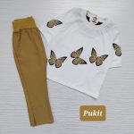 تیشرت شلوار کتان دخترانه طرح شاپرک(2تا9سال) - Image 4