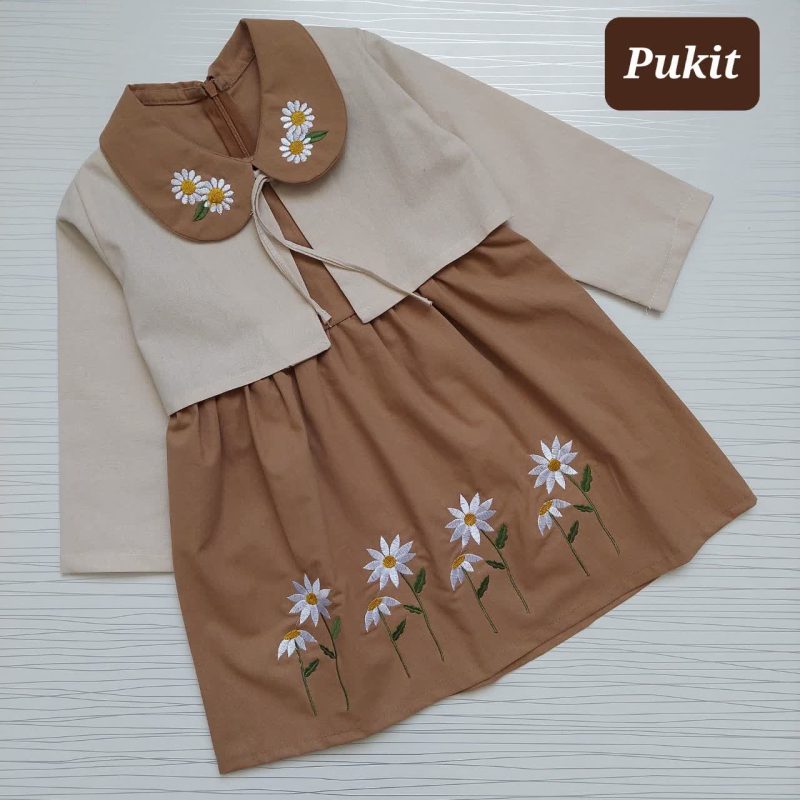 کت سارافون دخترانه طرح گندم(3تا10سال) - Image 2