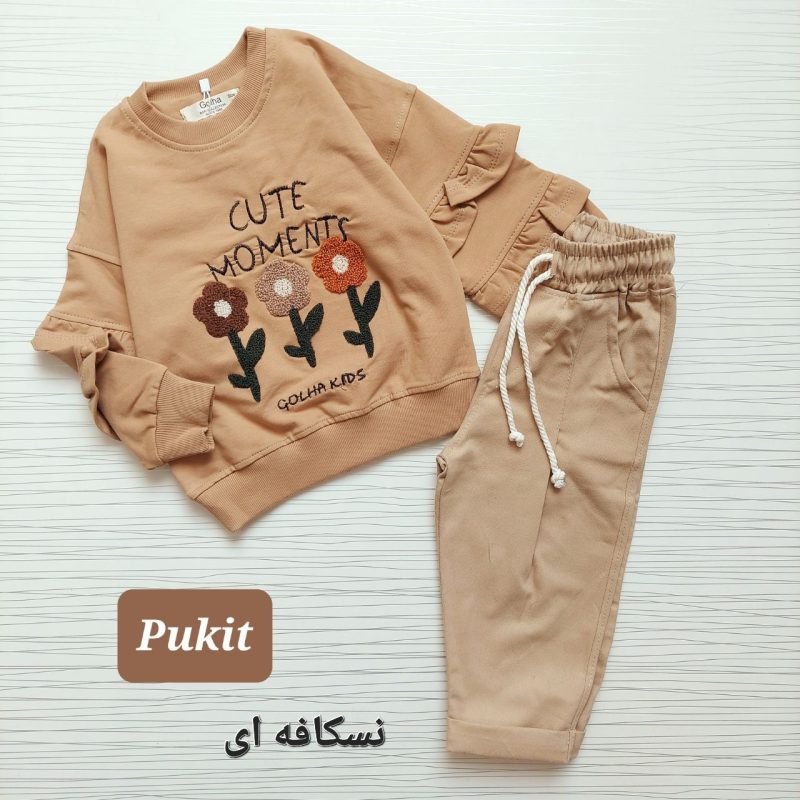 بلوز شلوار کتان دخترانه طرح گلدونه(2 تا 12 سال) - Image 2