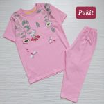تیشرت شلوارک دخترانه طرح غنچه(9 تا 12سال)