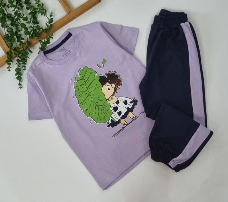 تیشرت شلوار دخترانه طرح دختر برگ (6 تا 9سال) - Image 6