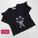 تیشرت مشکی دخترانه طرح آیسو (2تا 9سال)