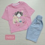 تیشرت شلوارک کتان دخترانه طرح مانلی(3 تا 7 سال) - Image 8