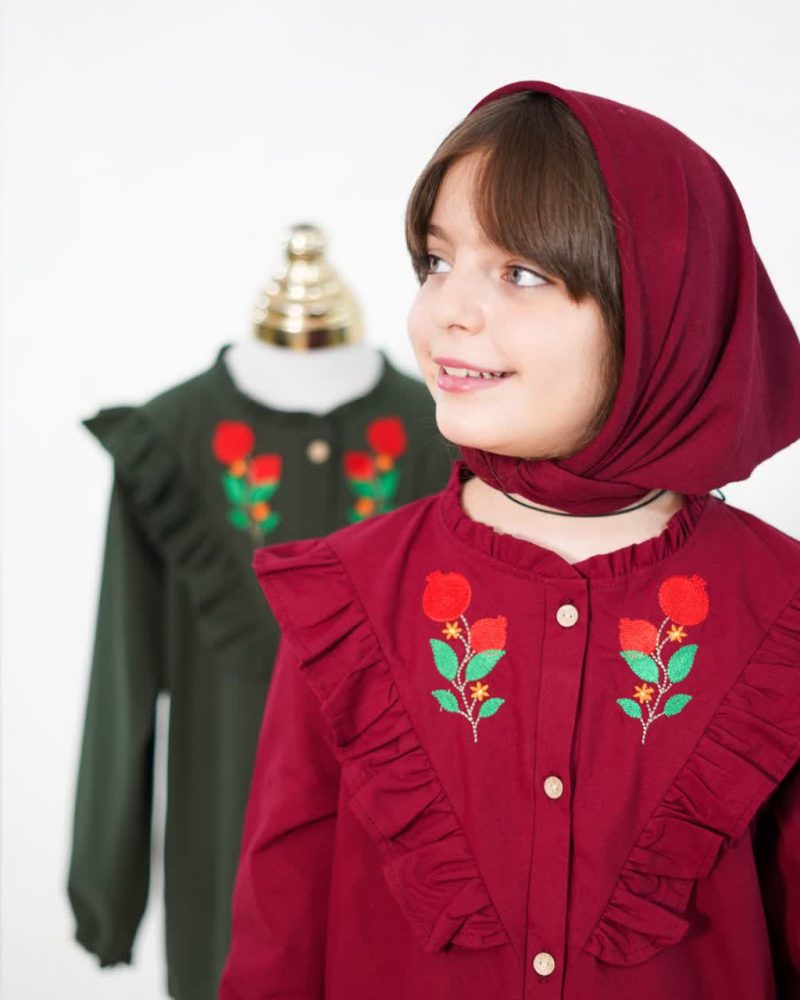 شومیز دخترانه گلدوزی طرح انار(6 تا 13 سال) - Image 8