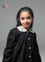 شومیز مشکی یقه گیپور دخترانه دوطرح(5 تا 14سال) - Image 6