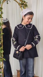 تونیک مشکی دخترانه گلدوزی شده طرح حوریا (8تا16سال) - Image 2