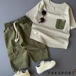 تیشرت شلوارک کتان پسرانه طرح مراکشی (3تا11سال)