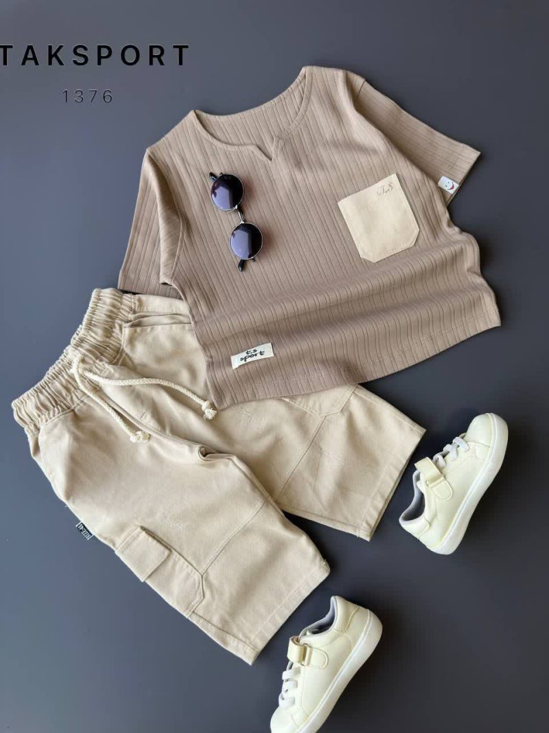 تیشرت شلوارک کتان پسرانه طرح مراکشی (3تا11سال) - Image 2