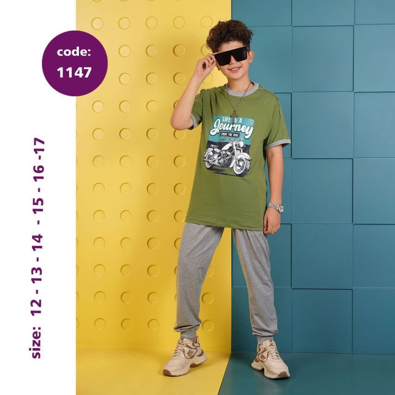 تیشرت شلوار پسرانه طرح موتور(12تا17سال) - Image 4