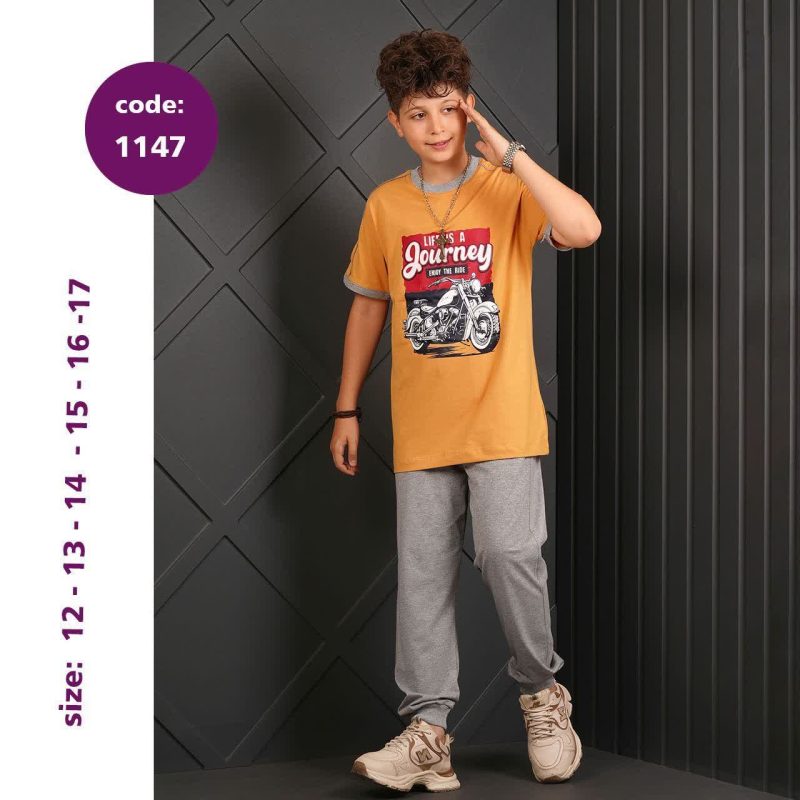 تیشرت شلوار پسرانه طرح موتور(12تا17سال) - Image 3