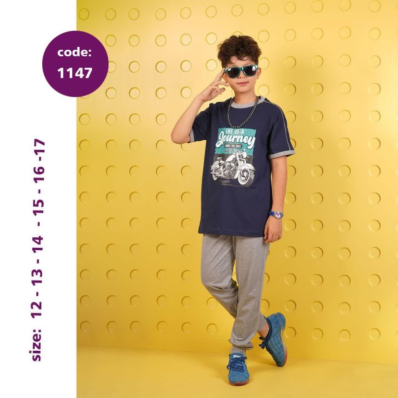تیشرت شلوار پسرانه طرح موتور(12تا17سال) - Image 2