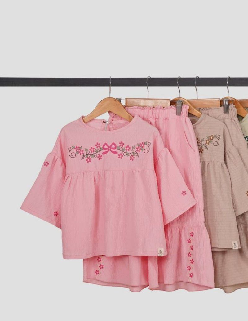 شومیز شلوار چین دار دخترانه طرح اطلس(4تا 11سال) - Image 7