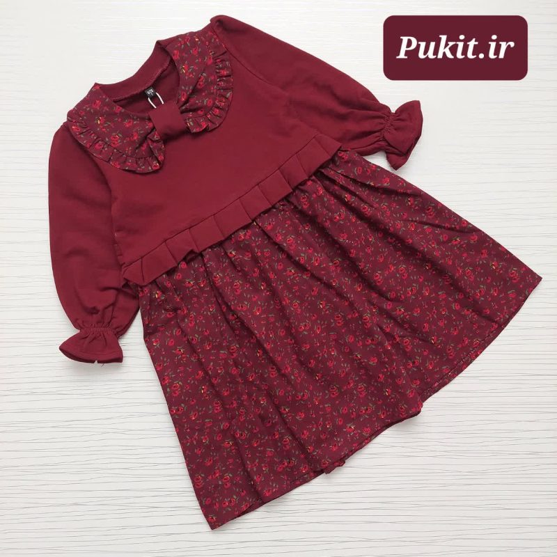 پیراهن یقه ب ب دخترانه طرح ترنم(2تا8سال) - Image 9