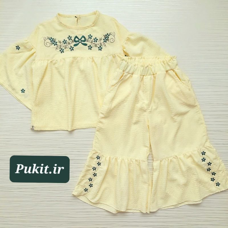 شومیز شلوار چین دار دخترانه طرح اطلس(4تا 11سال) - Image 6