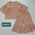 شومیز شلوار چین دار دخترانه طرح اطلس(4تا 11سال) - Image 4