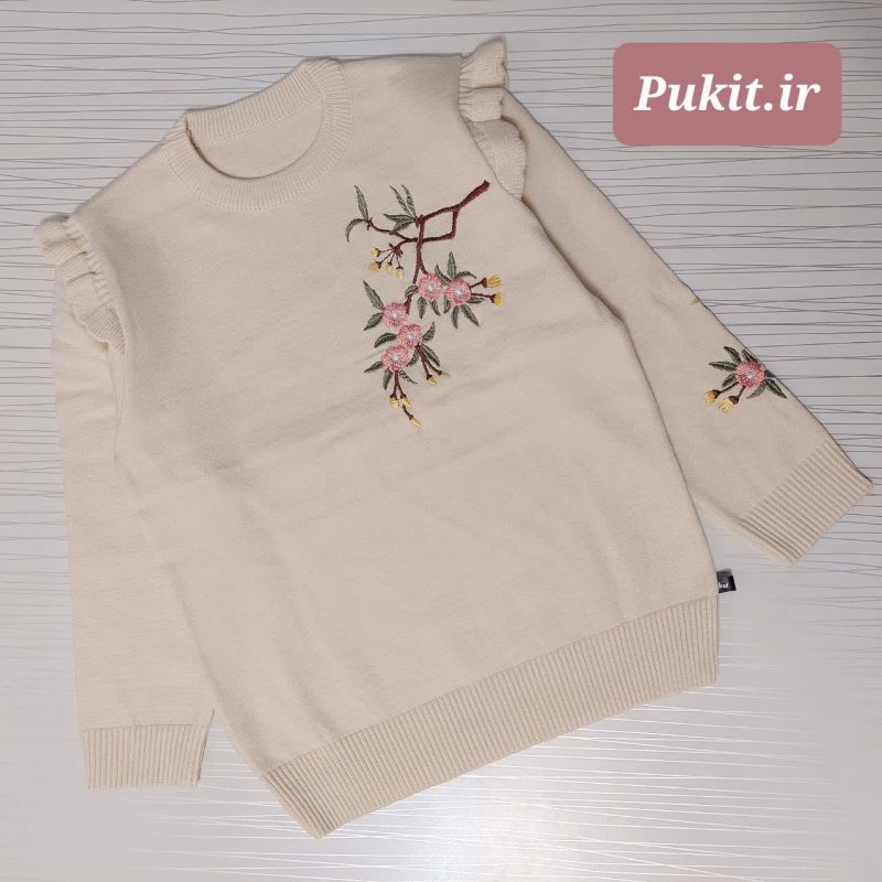 بلوز بافت دخترانه گلدوزی شده طرح ثمین(6تا12سال) - Image 8