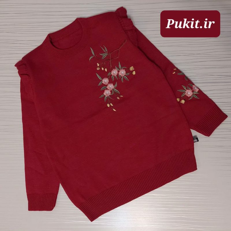 بلوز بافت دخترانه گلدوزی شده طرح ثمین(6تا12سال) - Image 7