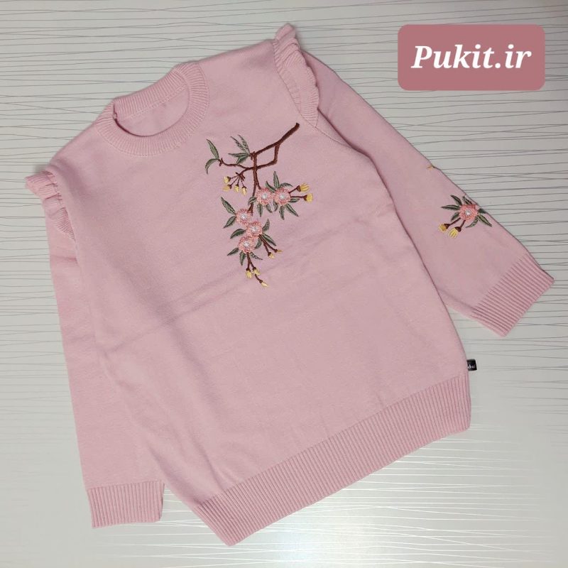 بلوز بافت دخترانه گلدوزی شده طرح ثمین(6تا12سال) - Image 5