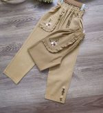 شلوار کتان گلدوزی طرح مام فیت(5 تا 11سال)