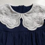 پیراهن دخترانه یقه گیپور سرمه ای طرح ثریا(2تا8سال) - Image 6