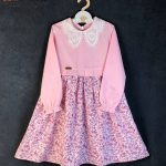 پیراهن یقه گیپور دخترانه طرح مه گل(6تا13سال)