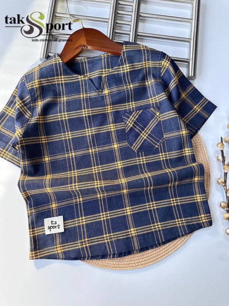 شومیز تک پسرانه یقه کوبایی طرح چهارخونه(3تا13سال) - Image 5