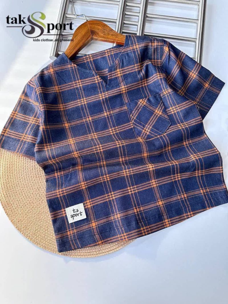 شومیز تک پسرانه یقه کوبایی طرح چهارخونه(3تا13سال) - Image 4