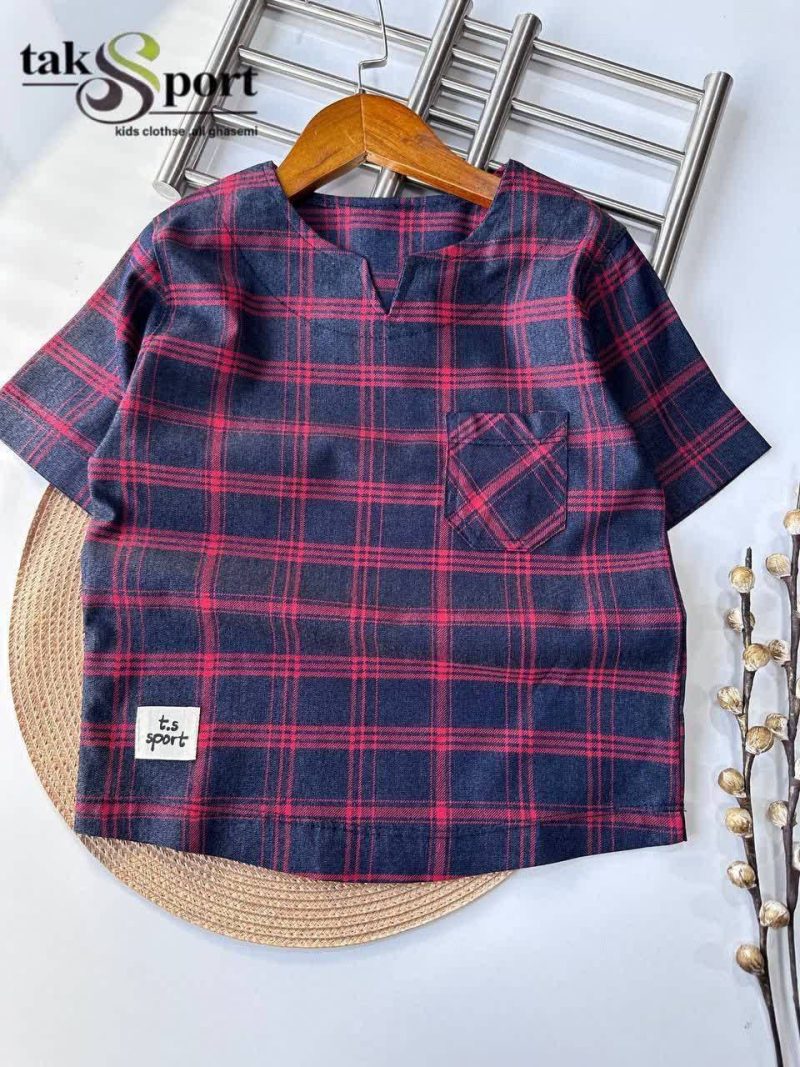 شومیز تک پسرانه یقه کوبایی طرح چهارخونه(3تا13سال) - Image 3